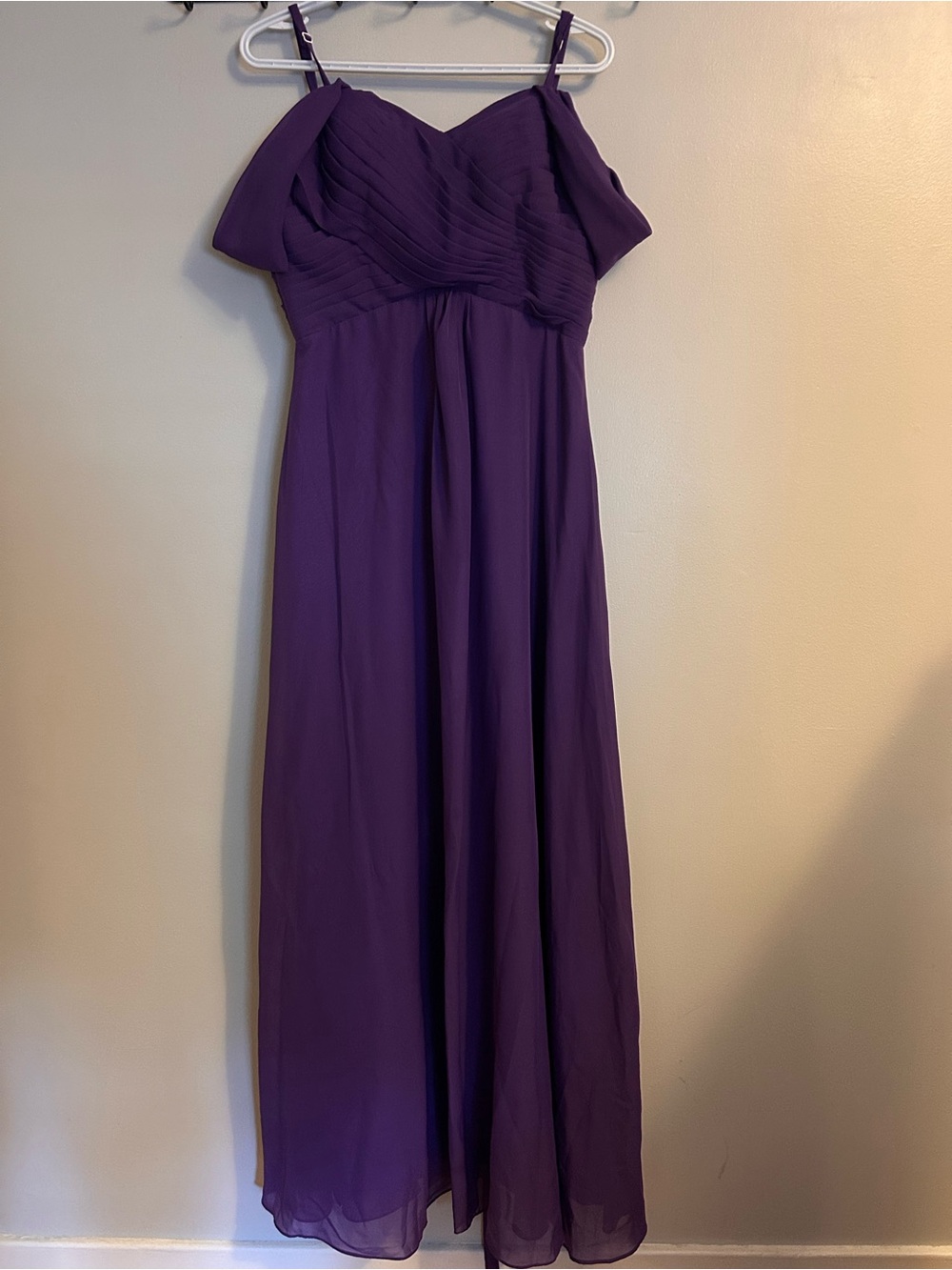 Purple Off-Shoulder Chiffon Maxi Dress